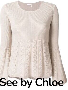 See By Chloe Wool Peplum Feminine Sweater